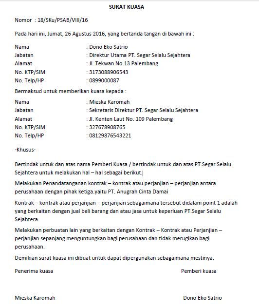 surat kuasa perusahaan