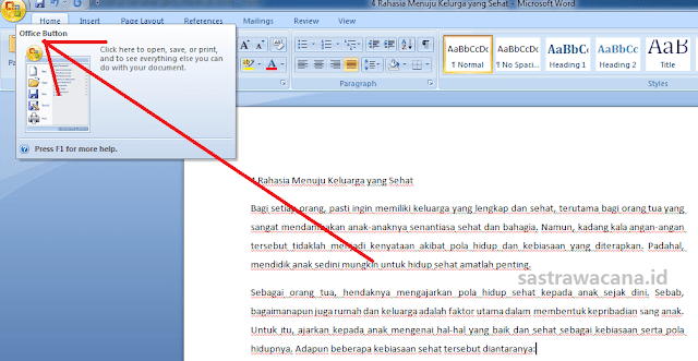 cara menghilangkan garis merah di microsoft word